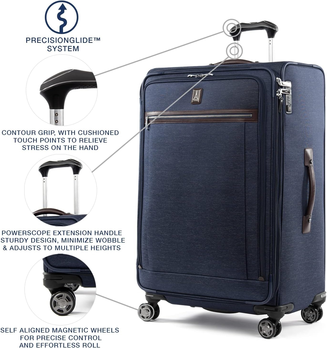 image:imageTravelpro Platinum Elite CarryOn Luggage Spinner Grey 21InchTrue Navy Blue
