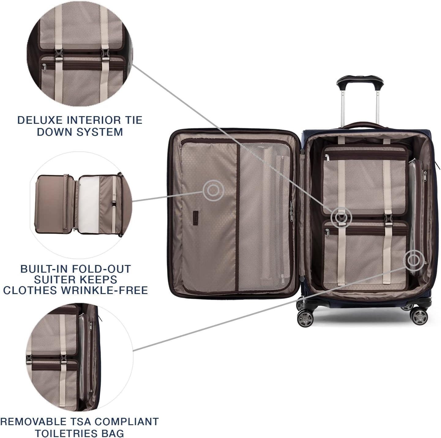 image:imageTravelpro Platinum Elite CarryOn Luggage Spinner Grey 21InchTrue Navy Blue