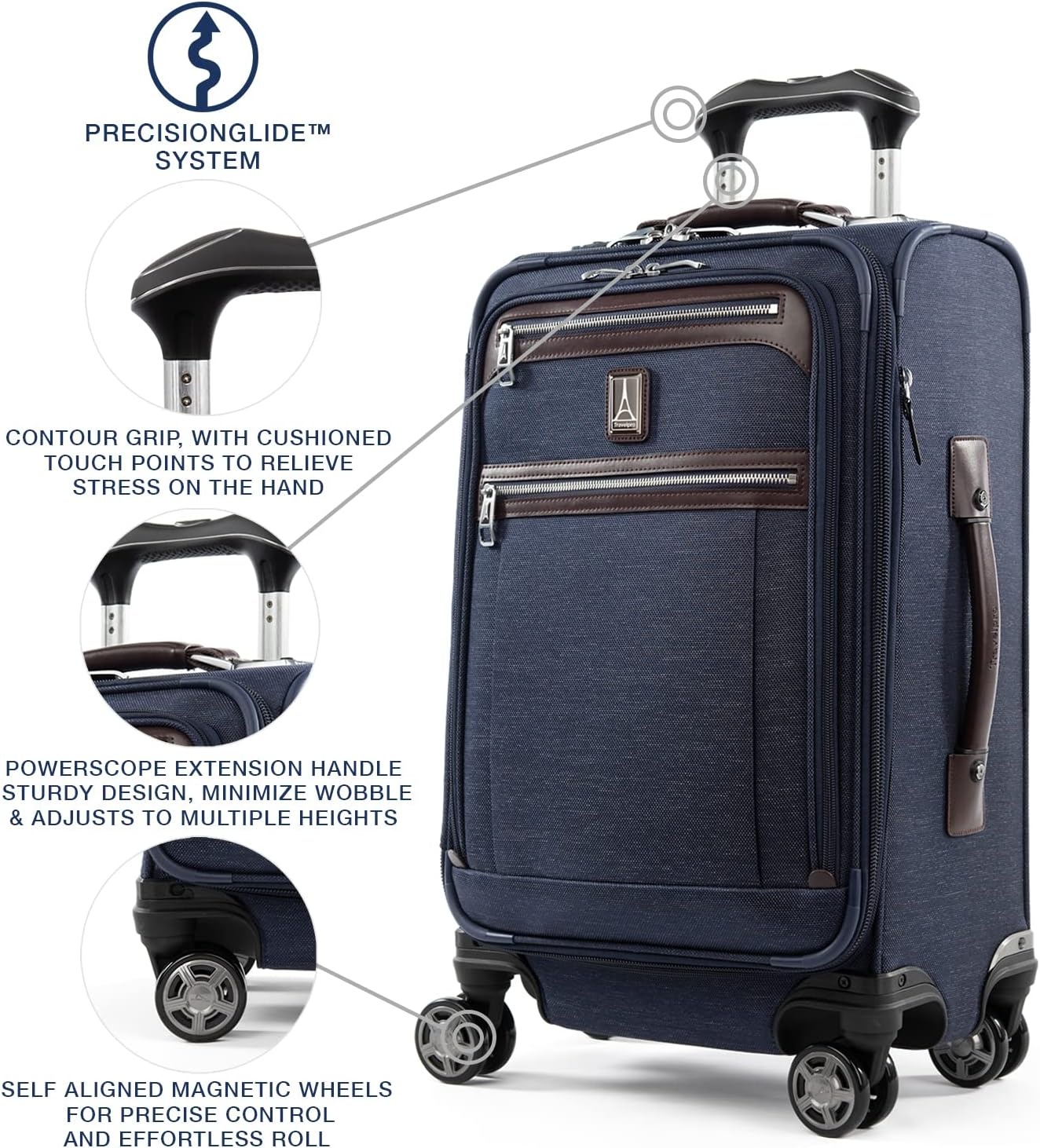 image:imageTravelpro Platinum Elite CarryOn Luggage Spinner Grey 21InchTrue Navy Blue