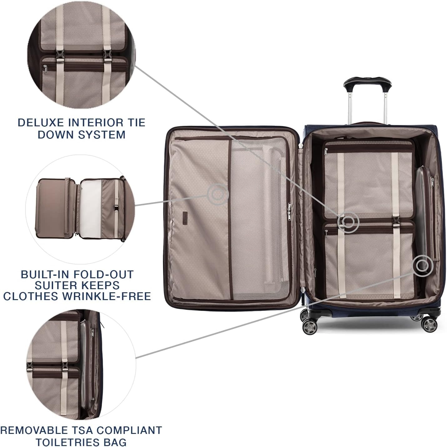 image:imageTravelpro Platinum Elite CarryOn Luggage Spinner Grey 21InchTrue Navy Blue