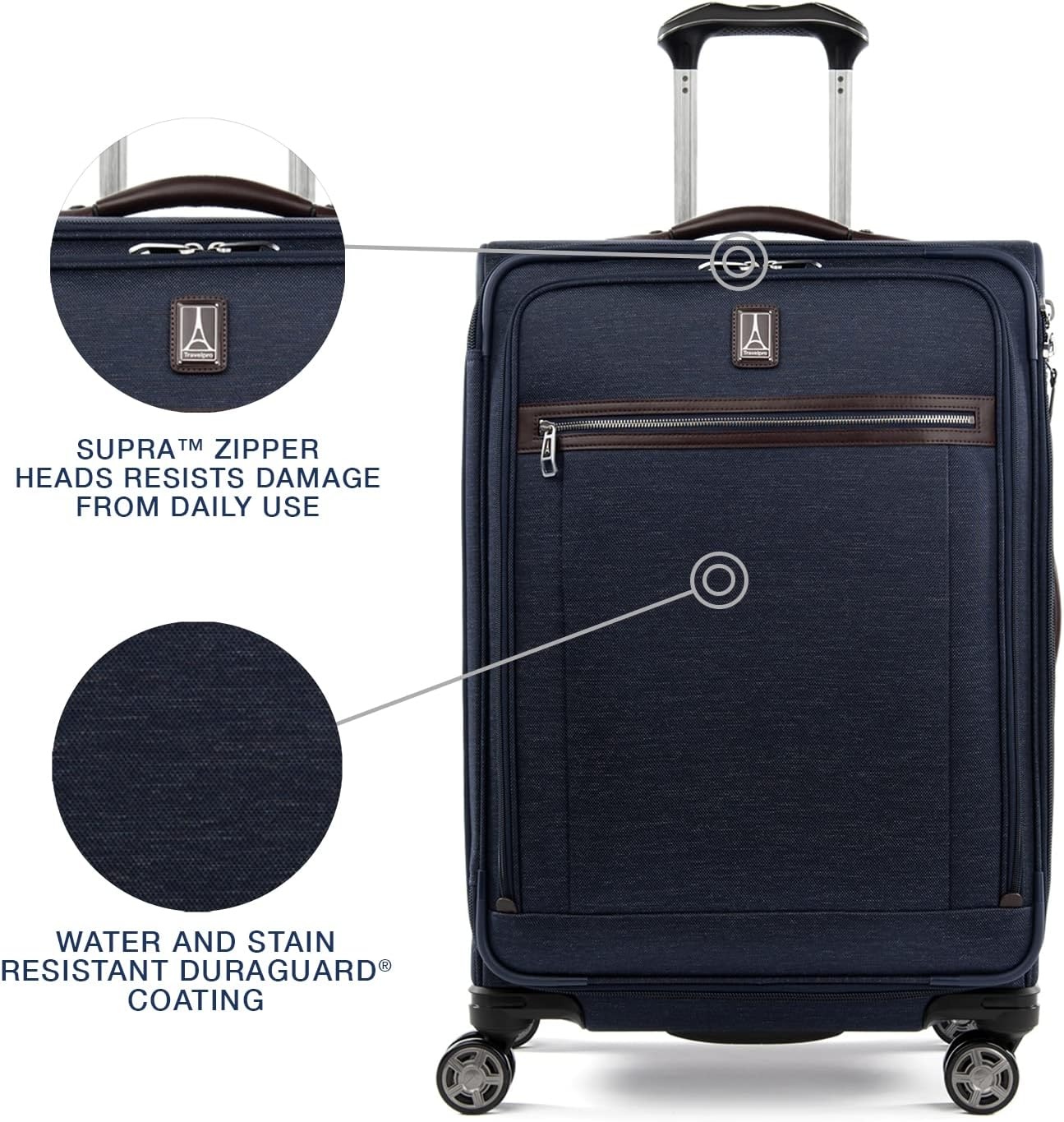 image:imageTravelpro Platinum Elite CarryOn Luggage Spinner Grey 21InchTrue Navy Blue