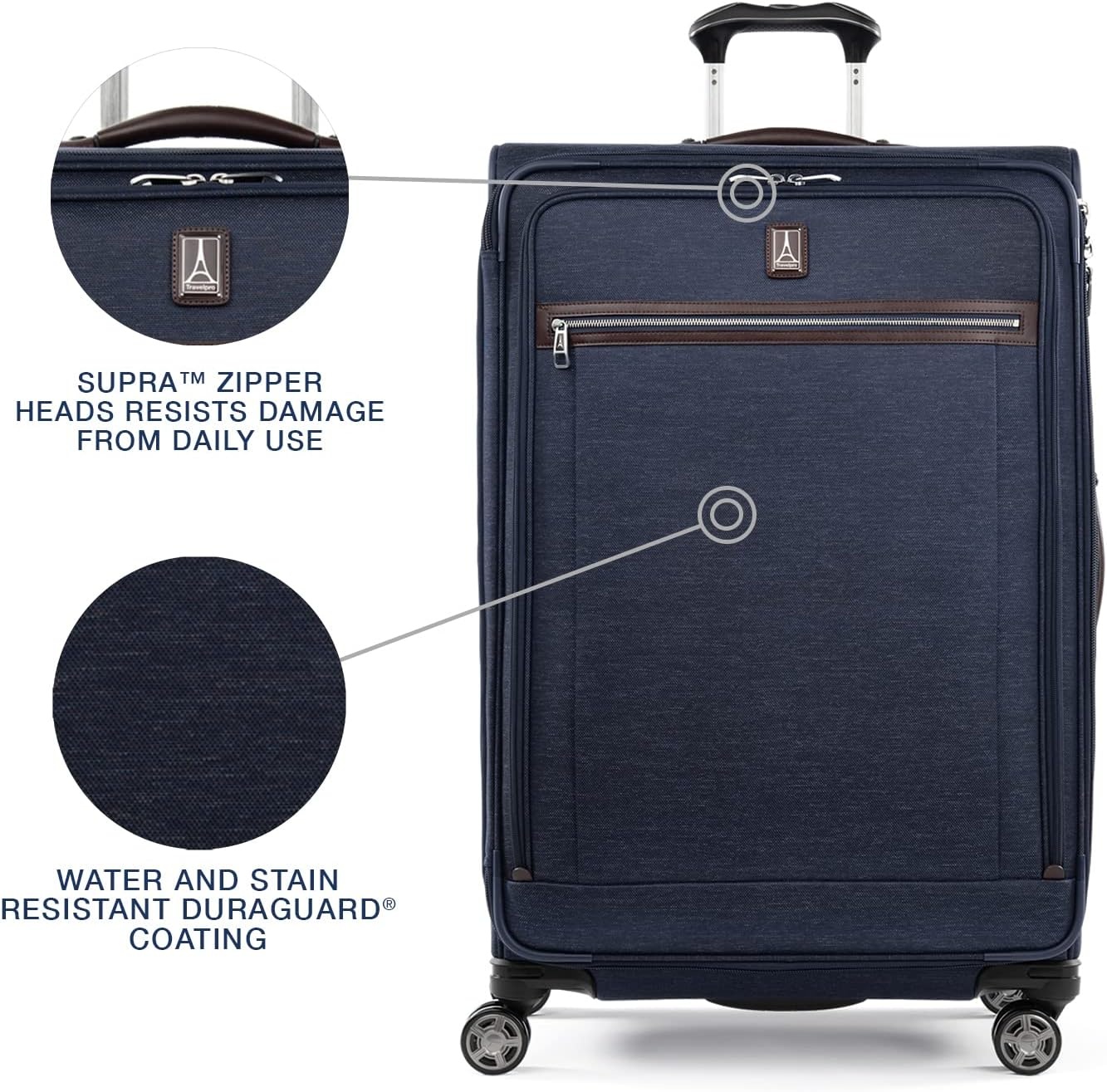 image:imageTravelpro Platinum Elite CarryOn Luggage Spinner Grey 21InchTrue Navy Blue