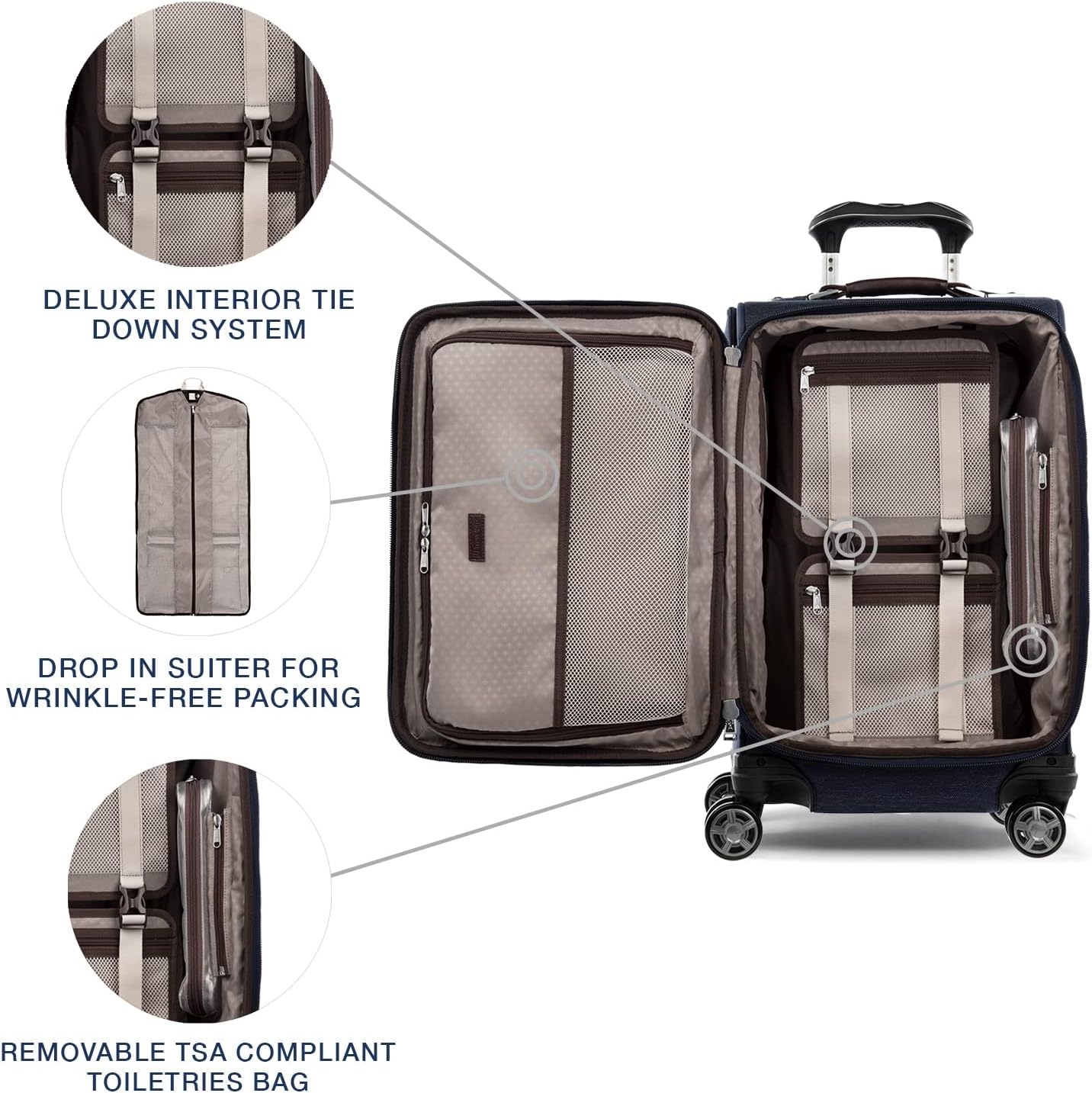 image:imageTravelpro Platinum Elite CarryOn Luggage Spinner Grey 21InchTrue Navy Blue