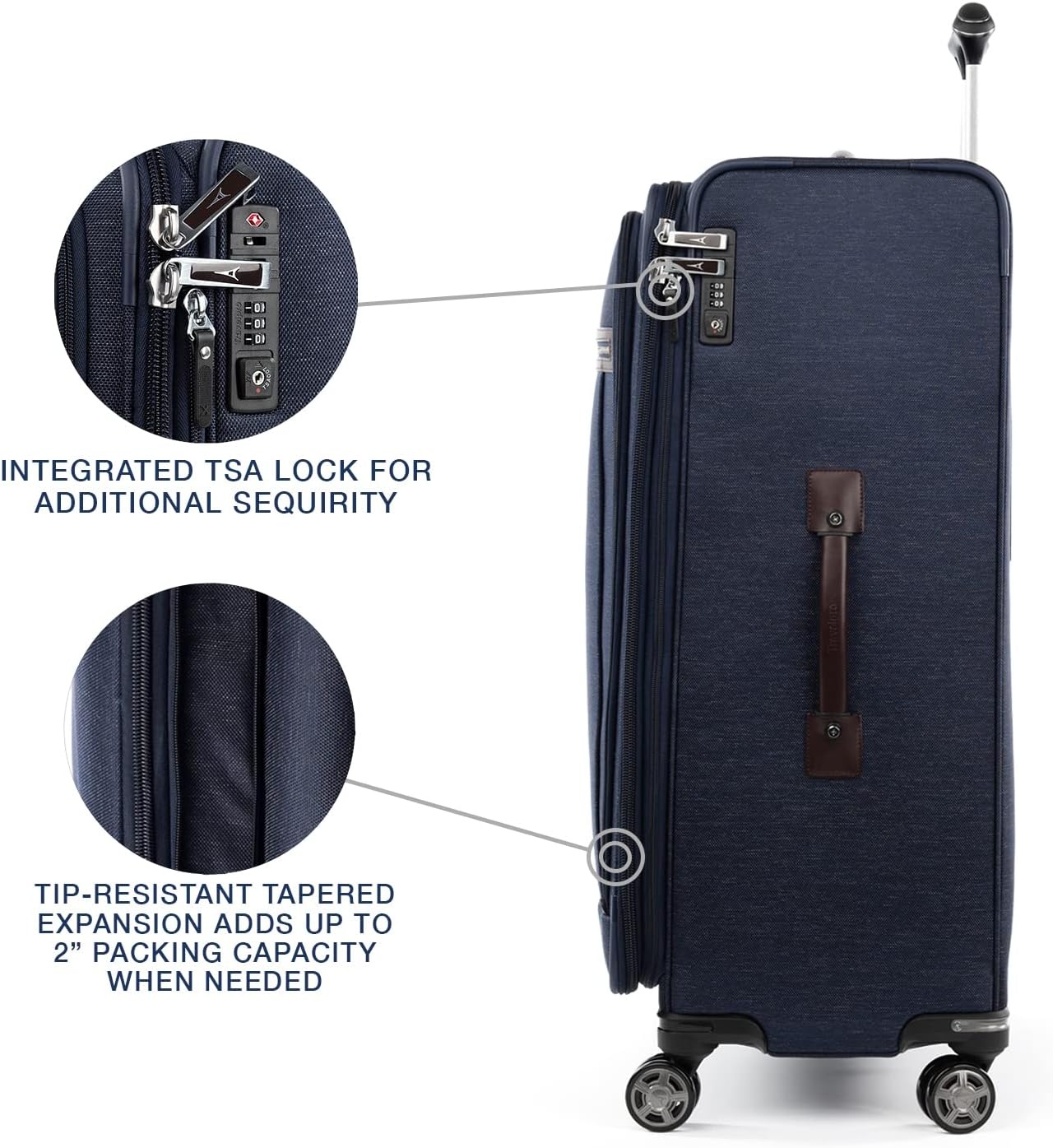image:imageTravelpro Platinum Elite CarryOn Luggage Spinner Grey 21InchTrue Navy Blue