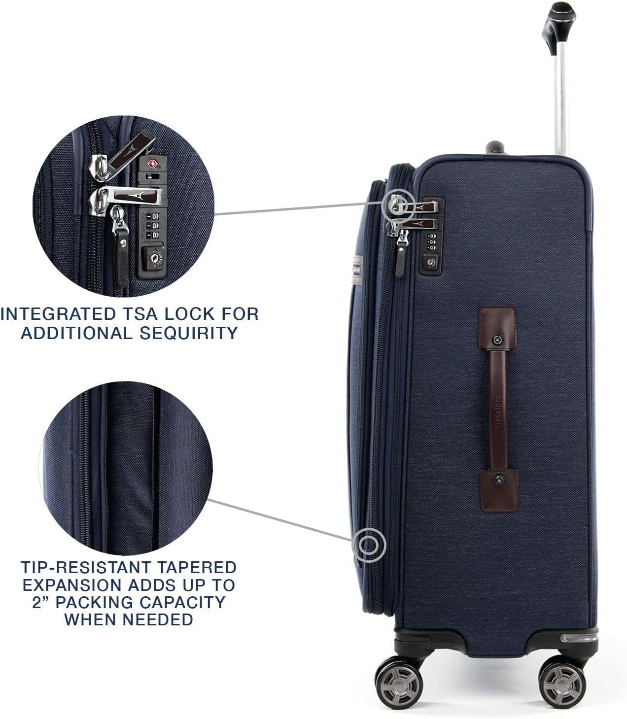 image:imageTravelpro Platinum Elite CarryOn Luggage Spinner Grey 21InchTrue Navy Blue