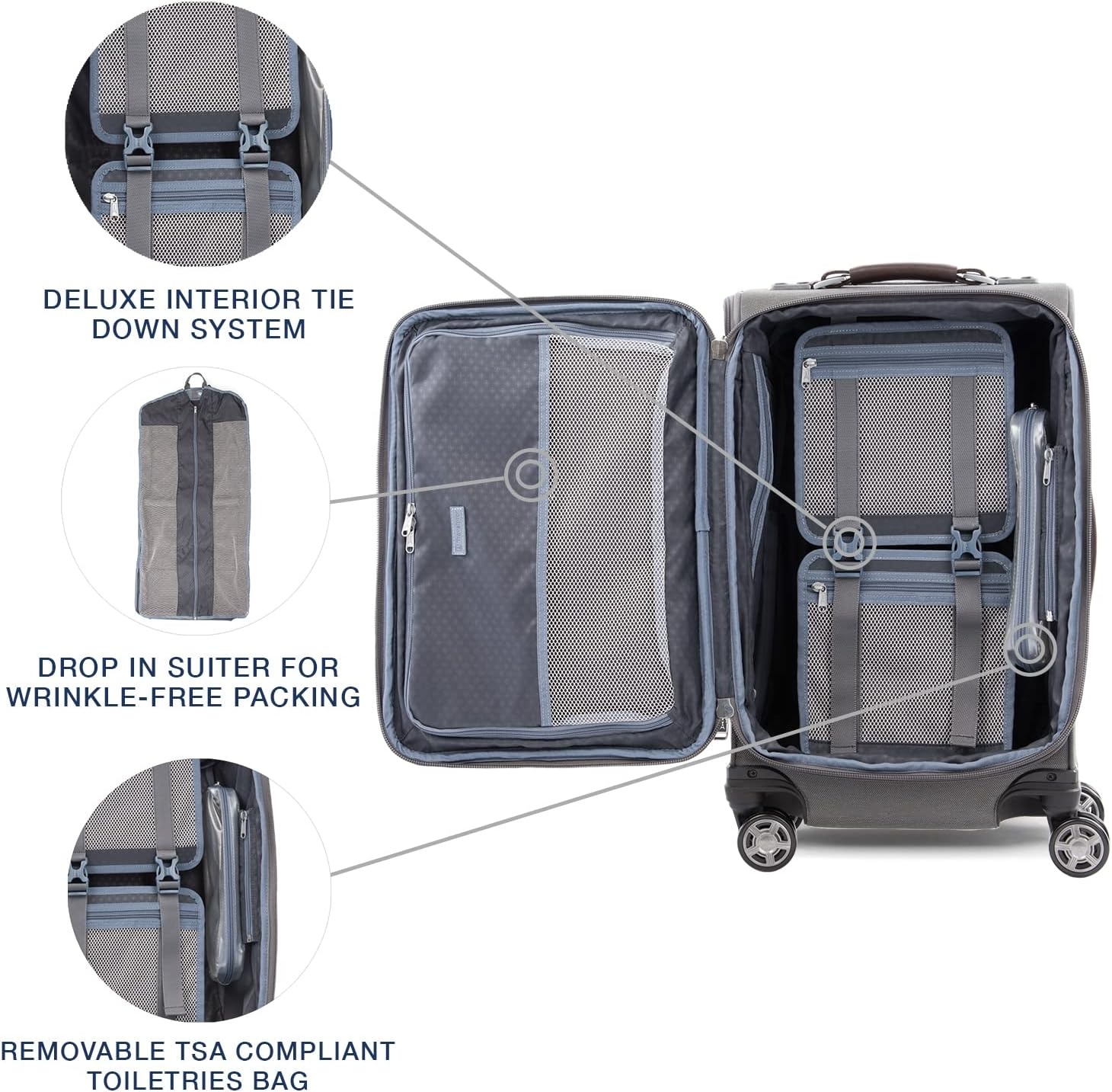 image:imageTravelpro Platinum Elite CarryOn Luggage Spinner Grey 21InchVintage Grey