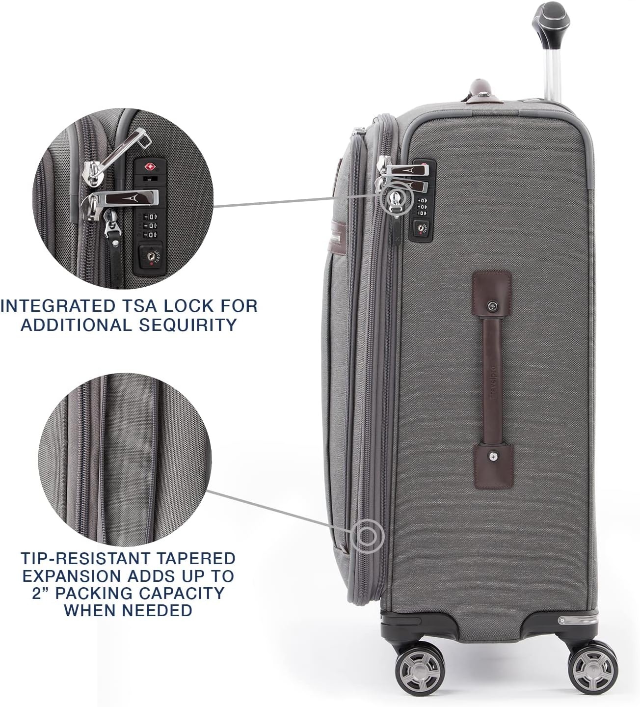 image:imageTravelpro Platinum Elite CarryOn Luggage Spinner Grey 21InchVintage Grey
