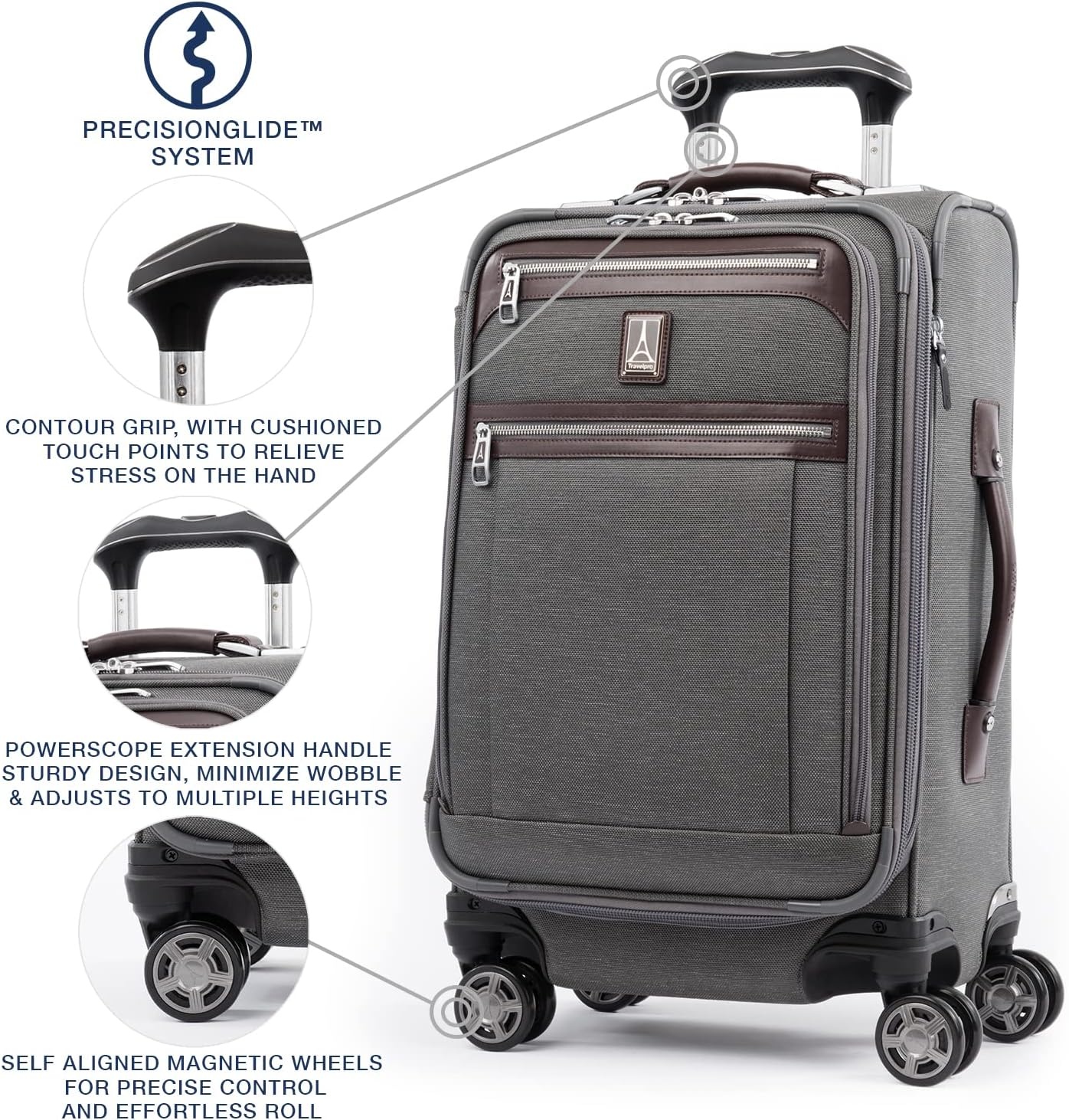 image:imageTravelpro Platinum Elite CarryOn Luggage Spinner Grey 21InchVintage Grey