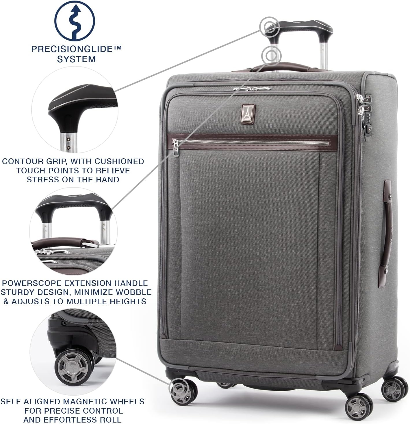 image:imageTravelpro Platinum Elite CarryOn Luggage Spinner Grey 21InchVintage Grey