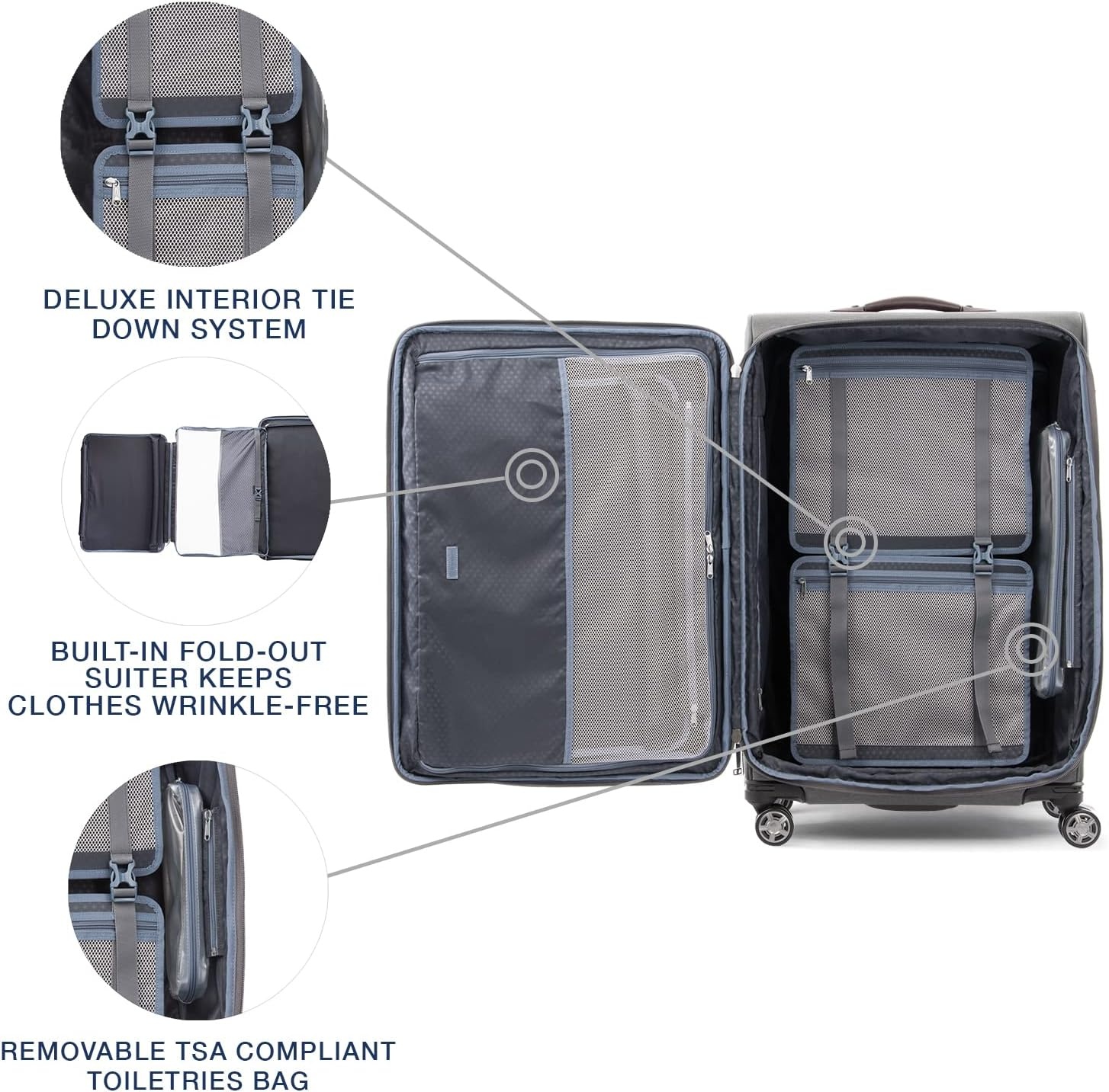 image:imageTravelpro Platinum Elite CarryOn Luggage Spinner Grey 21InchVintage Grey
