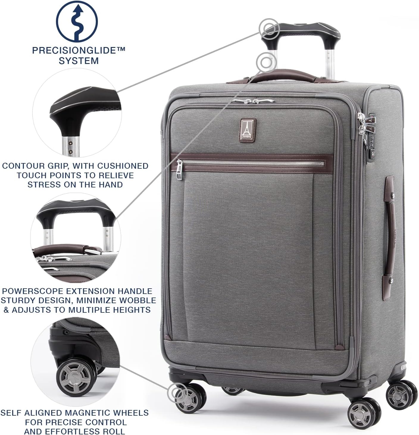 image:imageTravelpro Platinum Elite CarryOn Luggage Spinner Grey 21InchVintage Grey
