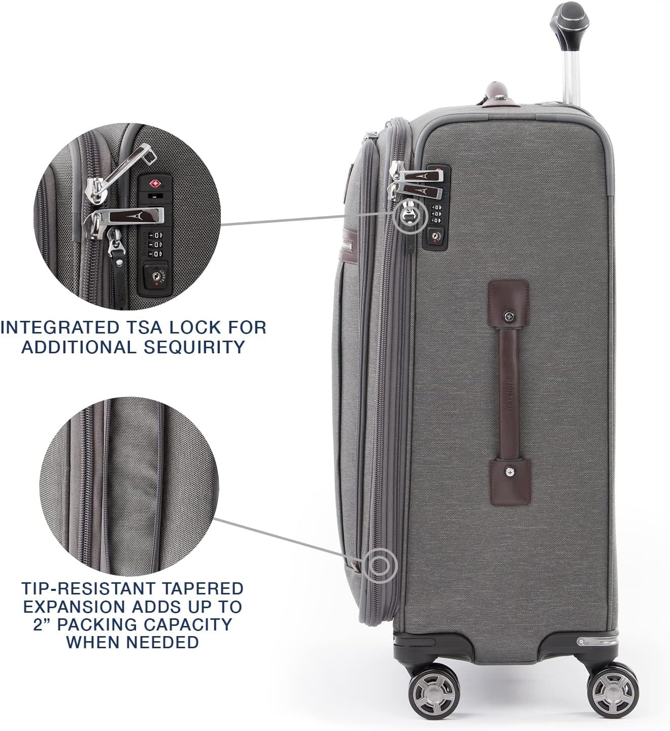image:imageTravelpro Platinum Elite CarryOn Luggage Spinner Grey 21InchVintage Grey
