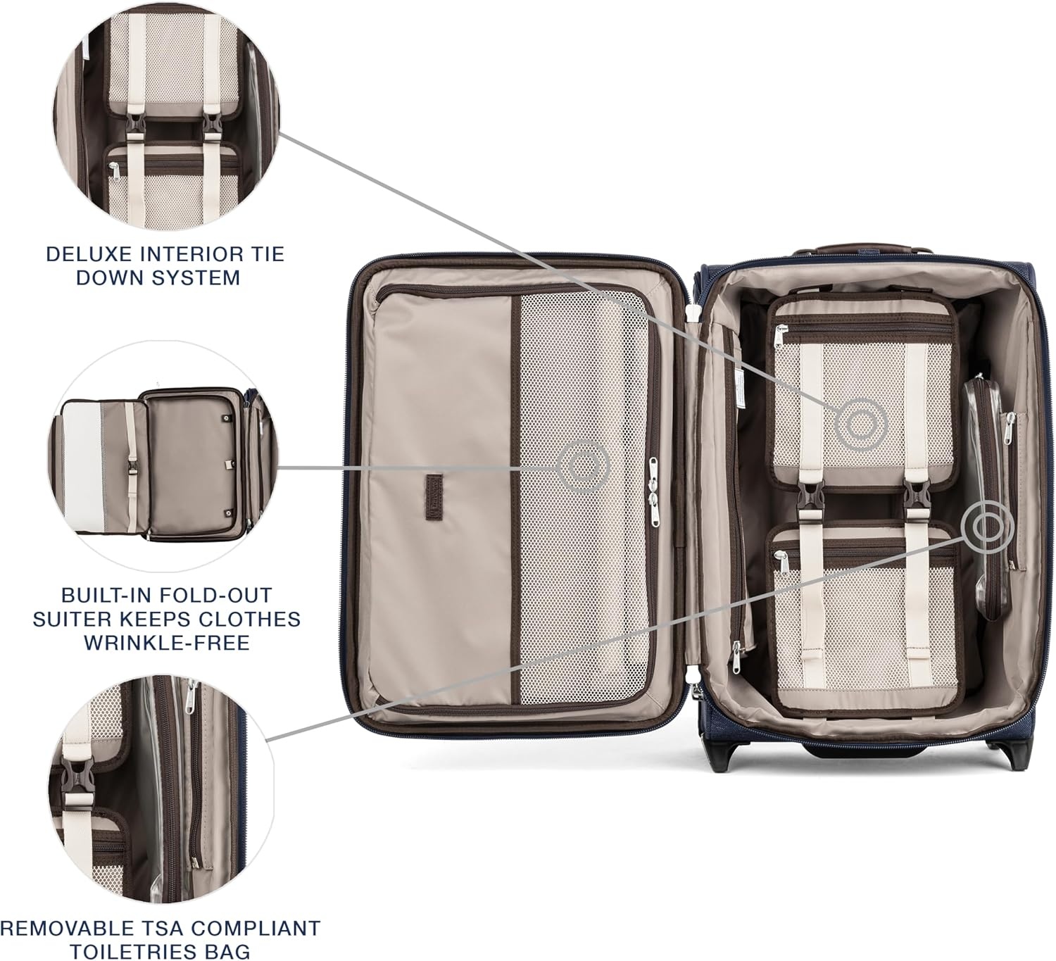 image:imageTravelpro Platinum Elite CarryOn Luggage Upright Grey 22Inch Expandable Softside With USB Port amp Multiple Organized Compartments for Men amp Women TravelersTrue Navy