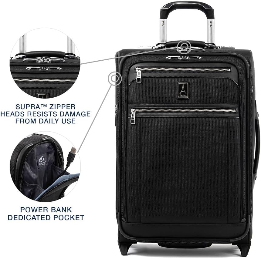 image:imageTravelpro Platinum Elite CarryOn Luggage Upright Grey 22Inch Expandable Softside With USB Port amp Multiple Organized Compartments for Men amp Women TravelersShadow Black