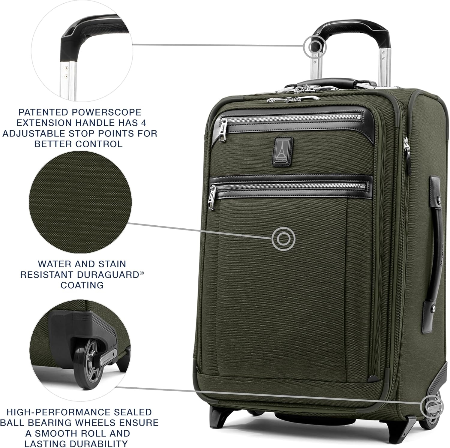image:imageTravelpro Platinum Elite CarryOn Luggage Upright Grey 22Inch Expandable Softside With USB Port amp Multiple Organized Compartments for Men amp Women TravelersPilot Green