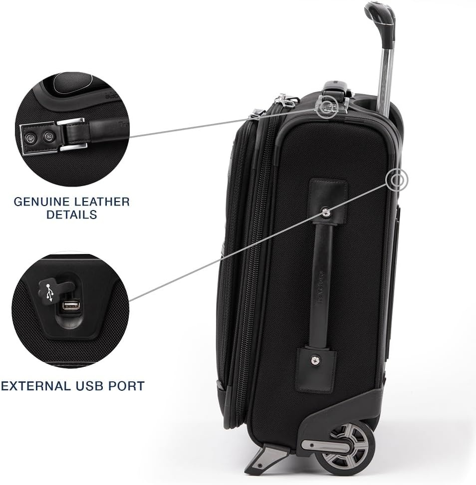 image:imageTravelpro Platinum Elite CarryOn Luggage Upright Grey 22Inch Expandable Softside With USB Port amp Multiple Organized Compartments for Men amp Women TravelersShadow Black