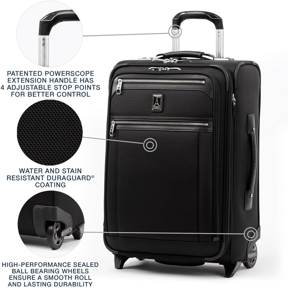 image:imageTravelpro Platinum Elite CarryOn Luggage Upright Grey 22Inch Expandable Softside With USB Port amp Multiple Organized Compartments for Men amp Women TravelersShadow Black