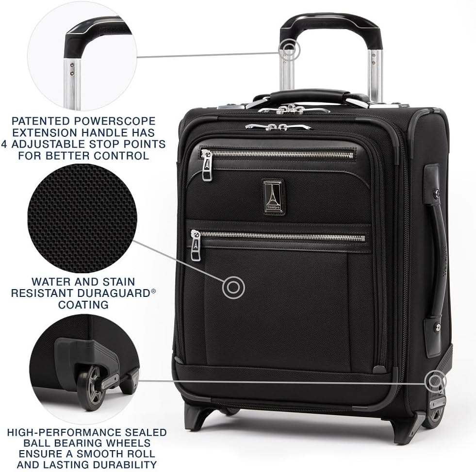 image:imageTravelpro Platinum Elite CarryOn Luggage Upright Grey 22Inch Expandable Softside With USB Port amp Multiple Organized Compartments for Men amp Women TravelersShadow Black