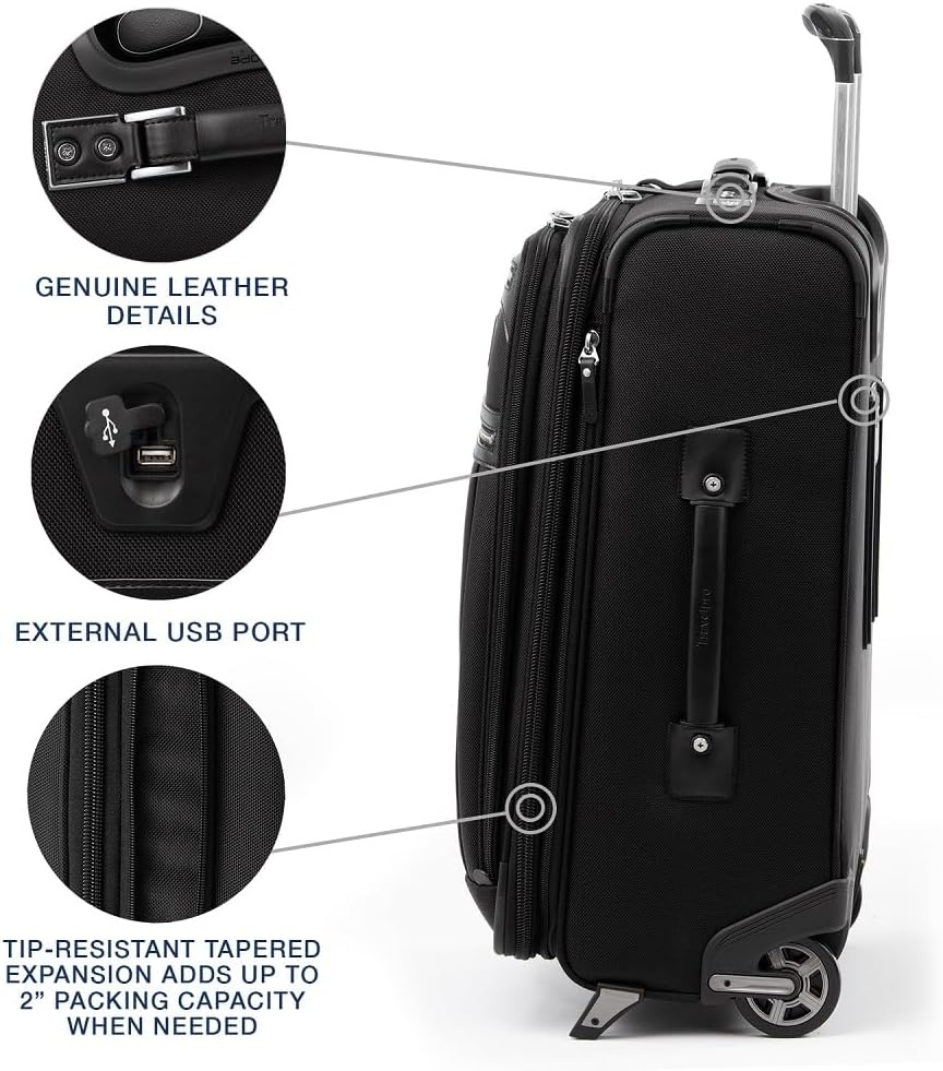 image:imageTravelpro Platinum Elite CarryOn Luggage Upright Grey 22Inch Expandable Softside With USB Port amp Multiple Organized Compartments for Men amp Women TravelersShadow Black