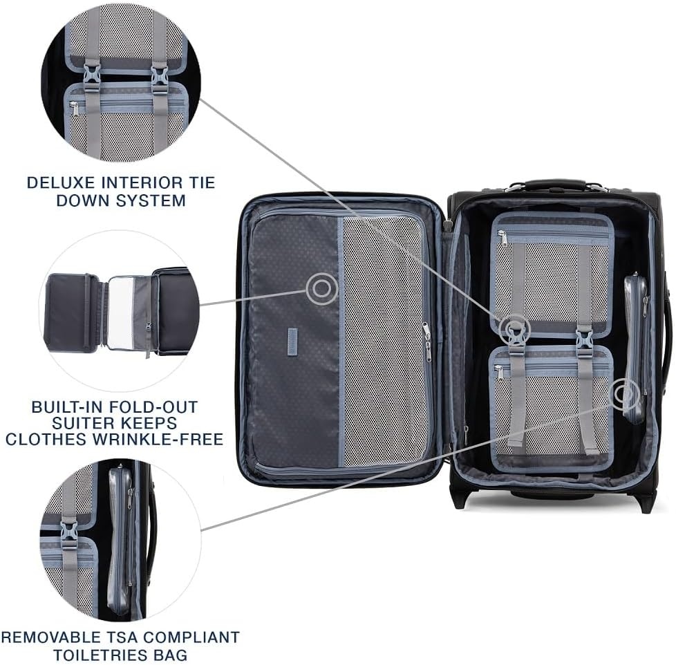 image:imageTravelpro Platinum Elite CarryOn Luggage Upright Grey 22Inch Expandable Softside With USB Port amp Multiple Organized Compartments for Men amp Women TravelersShadow Black