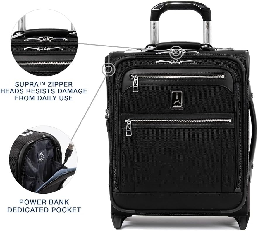 image:imageTravelpro Platinum Elite CarryOn Luggage Upright Grey 22Inch Expandable Softside With USB Port amp Multiple Organized Compartments for Men amp Women TravelersShadow Black