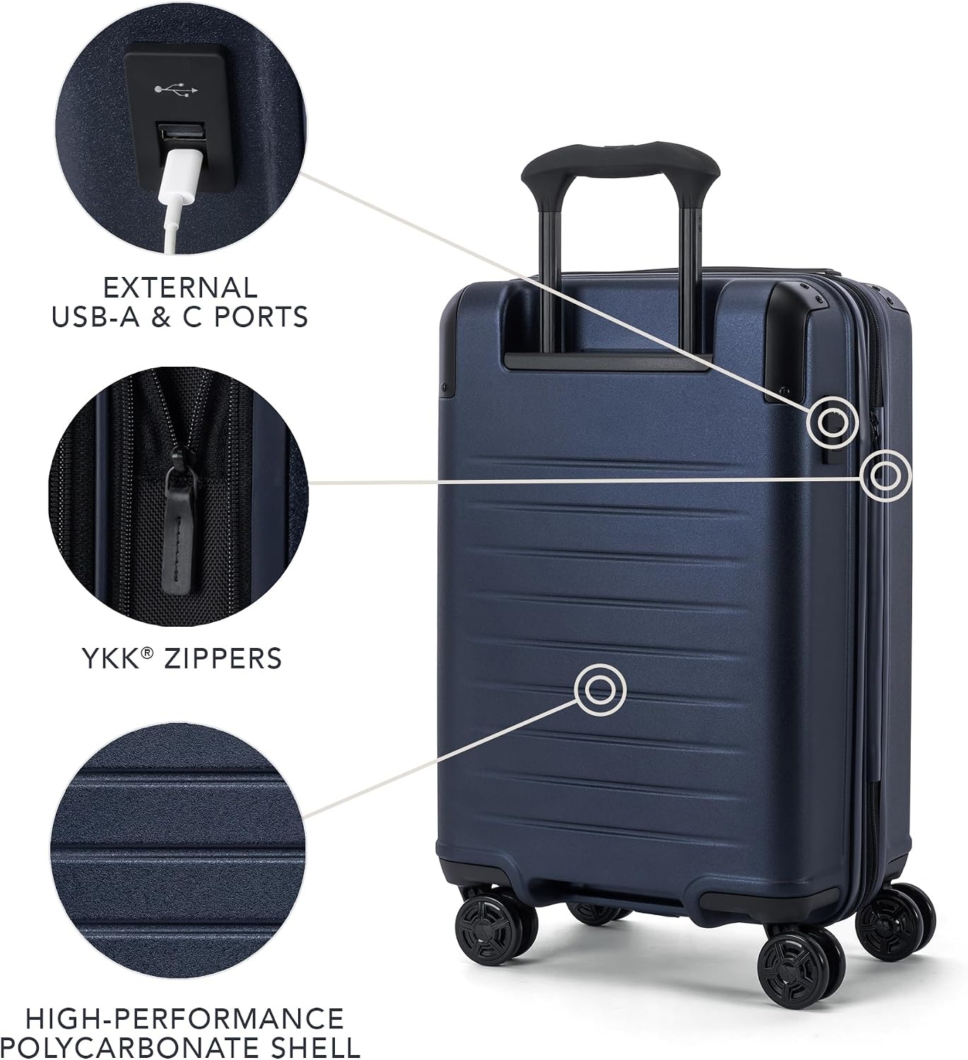 image:imageTravelpro Platinum Elite Hardside CarryOn Luggage Spinner Black 21Inch TSA Lock amp Hard Shell Polycarbonate With 8 Spinner Wheels amp Expandable Design for Business amp Leisure TravelAviator Navy