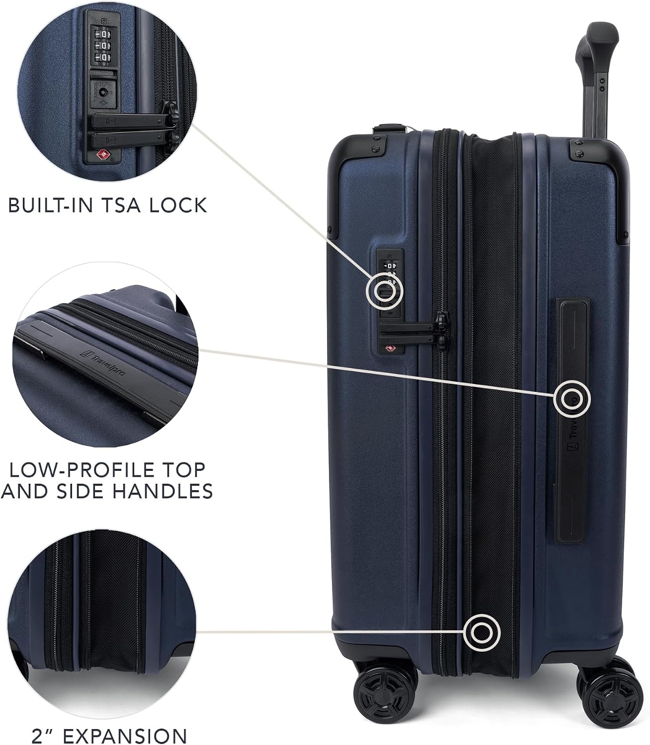 image:imageTravelpro Platinum Elite Hardside CarryOn Luggage Spinner Black 21Inch TSA Lock amp Hard Shell Polycarbonate With 8 Spinner Wheels amp Expandable Design for Business amp Leisure TravelAviator Navy