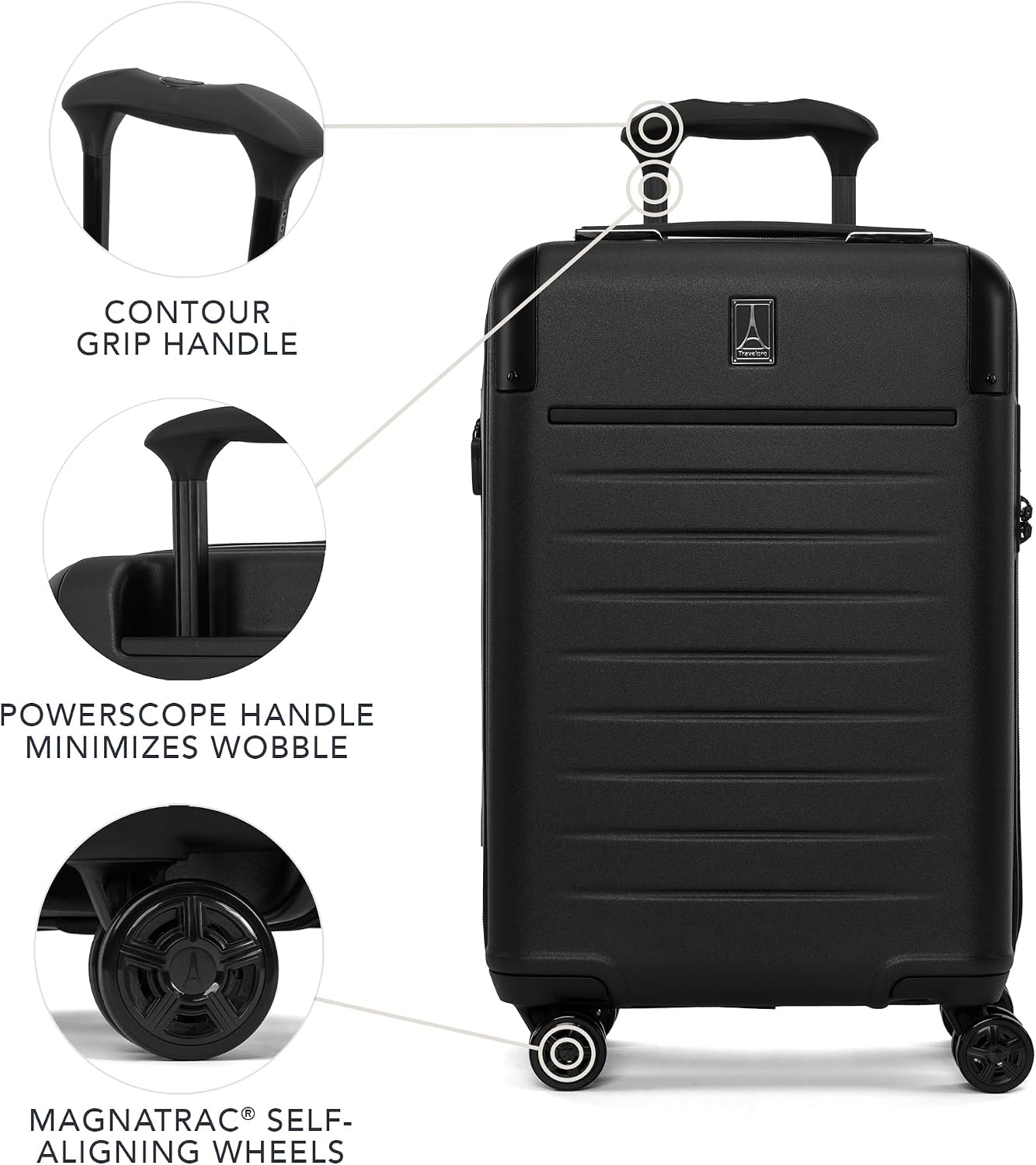 image:imageTravelpro Platinum Elite Hardside CarryOn Luggage Spinner Black 21Inch TSA Lock amp Hard Shell Polycarbonate With 8 Spinner Wheels amp Expandable Design for Business amp Leisure TravelJet Black