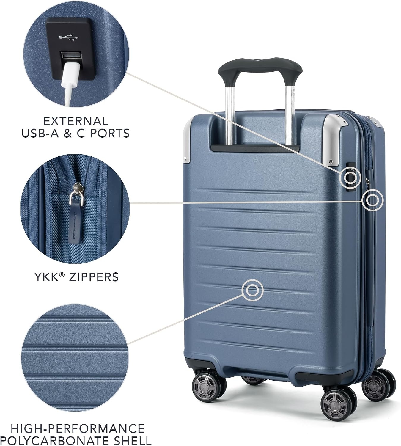 image:imageTravelpro Platinum Elite Hardside CarryOn Luggage Spinner Black 21Inch TSA Lock amp Hard Shell Polycarbonate With 8 Spinner Wheels amp Expandable Design for Business amp Leisure TravelDark Sky Blue