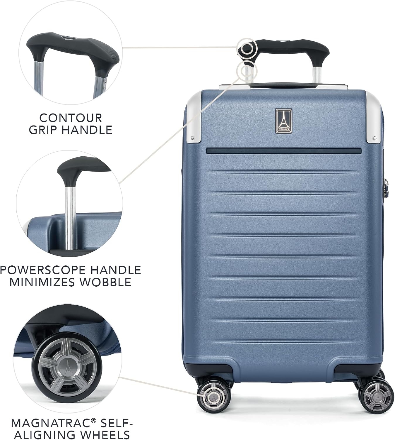 image:imageTravelpro Platinum Elite Hardside CarryOn Luggage Spinner Black 21Inch TSA Lock amp Hard Shell Polycarbonate With 8 Spinner Wheels amp Expandable Design for Business amp Leisure TravelDark Sky Blue