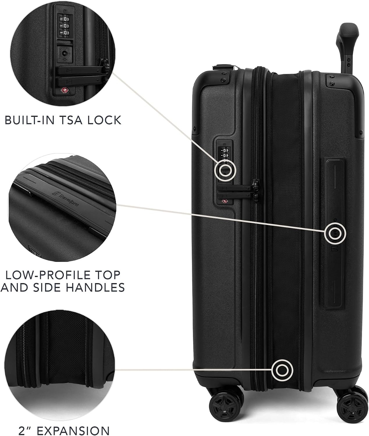 image:imageTravelpro Platinum Elite Hardside CarryOn Luggage Spinner Black 21Inch TSA Lock amp Hard Shell Polycarbonate With 8 Spinner Wheels amp Expandable Design for Business amp Leisure TravelJet Black