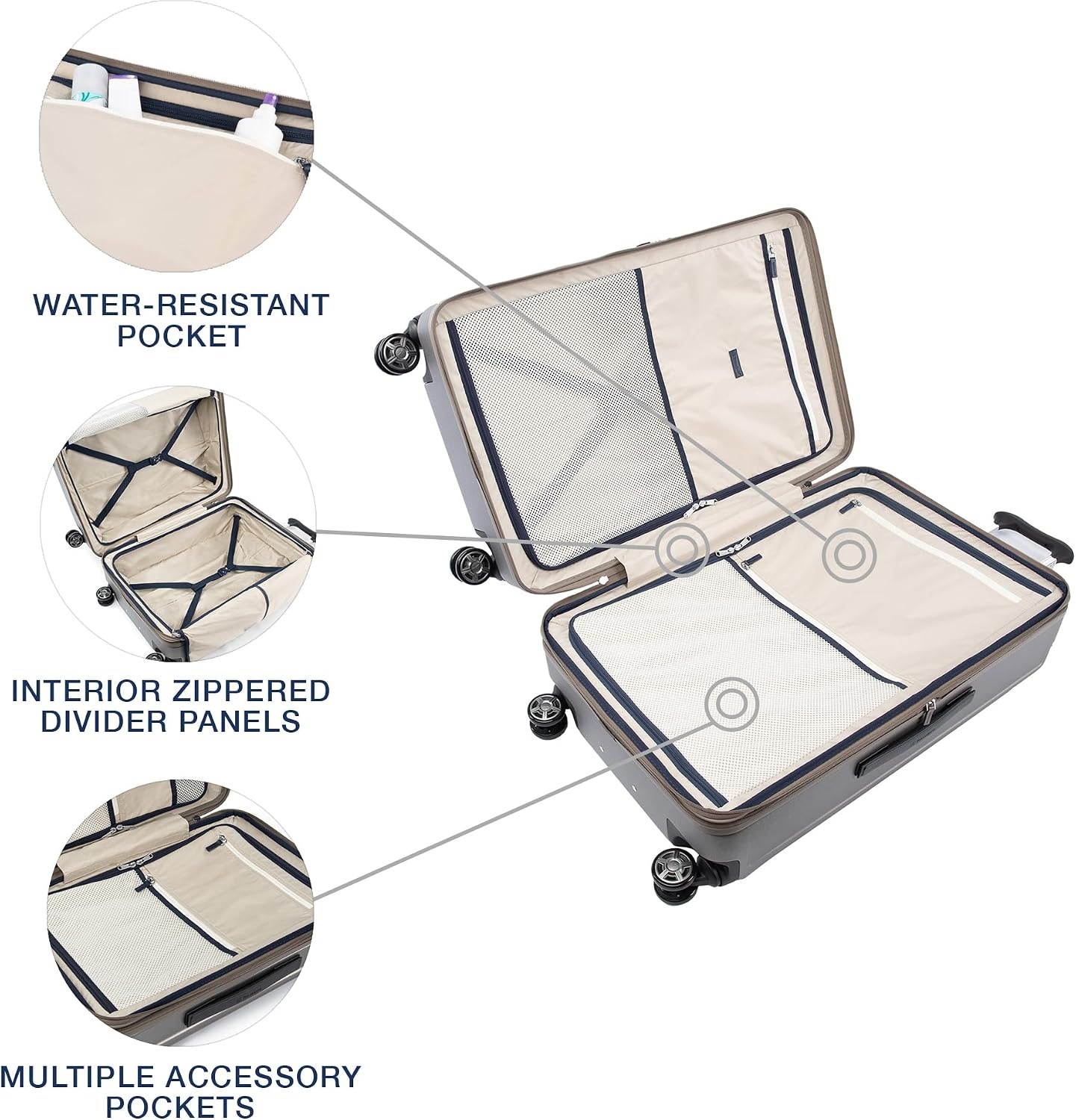 image:imageTravelpro Platinum Elite Hardside Checked Luggage Dark Sky 25Inch Expandable Polycarbonate Shell With 8 Spinner Wheels TSA Lock amp Designed for Men amp Women Men amp WomenMetallic Sand