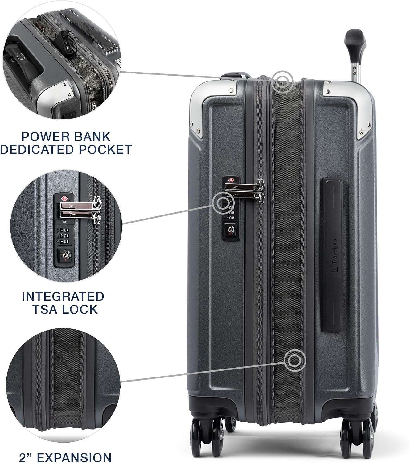 image:imageTravelpro Platinum Elite Hardside Checked Luggage Dark Sky 25Inch Expandable Polycarbonate Shell With 8 Spinner Wheels TSA Lock amp Designed for Men amp Women Men amp WomenVintage Grey