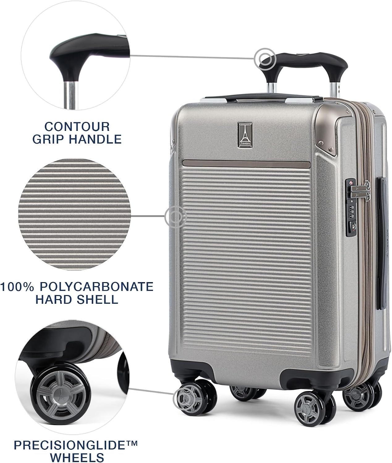 image:imageTravelpro Platinum Elite Hardside Checked Luggage Dark Sky 25Inch Expandable Polycarbonate Shell With 8 Spinner Wheels TSA Lock amp Designed for Men amp Women Men amp WomenMetallic Sand