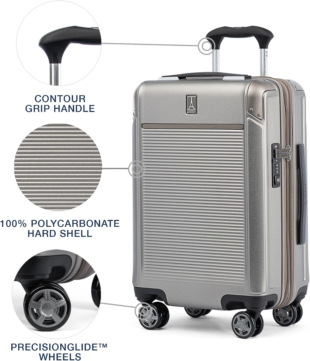 image:imageTravelpro Platinum Elite Hardside Checked Luggage Dark Sky 25Inch Expandable Polycarbonate Shell With 8 Spinner Wheels TSA Lock amp Designed for Men amp Women Men amp WomenMetallic Sand