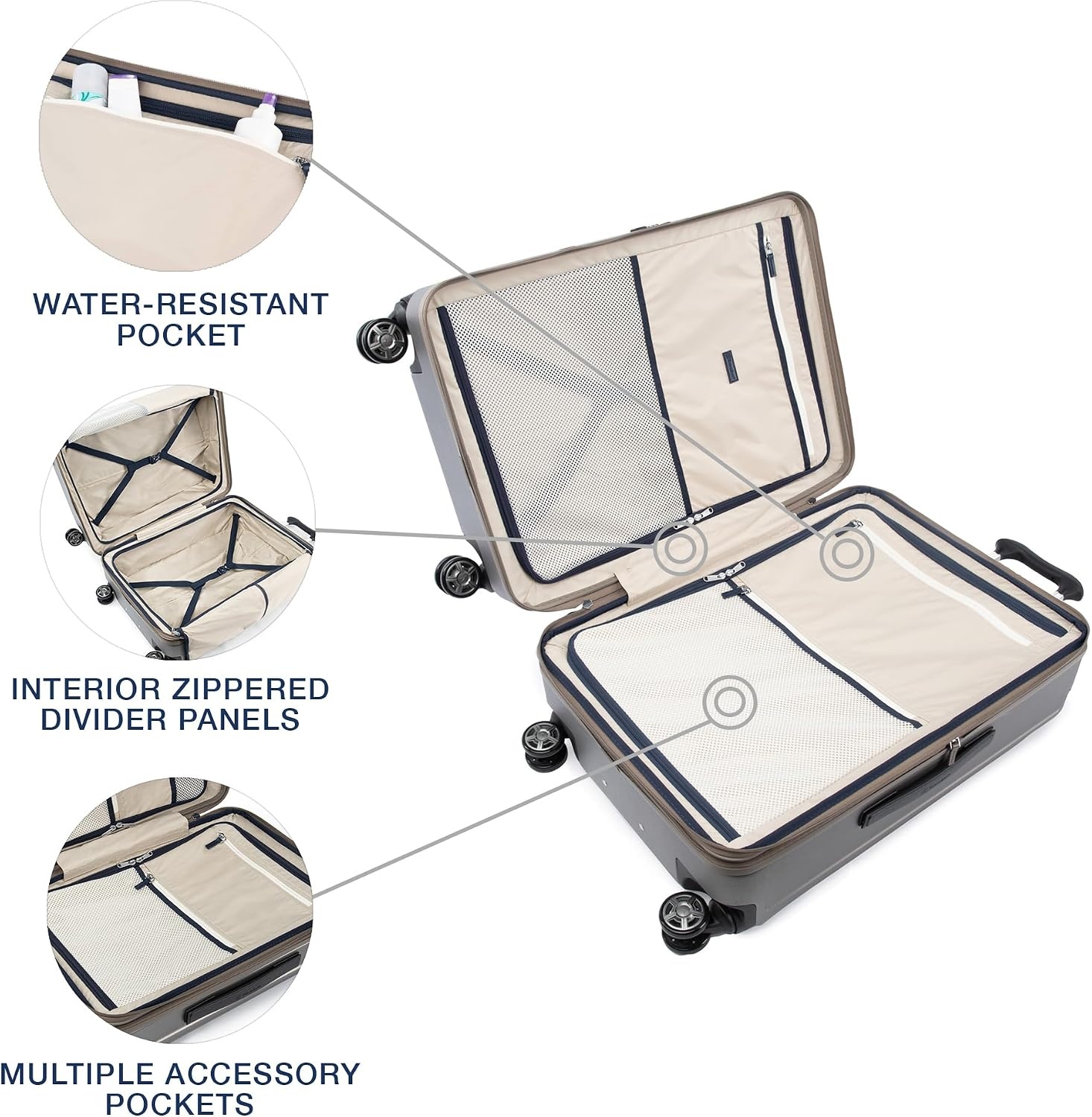 image:imageTravelpro Platinum Elite Hardside Checked Luggage Dark Sky 25Inch Expandable Polycarbonate Shell With 8 Spinner Wheels TSA Lock amp Designed for Men amp Women Men amp WomenMetallic Sand
