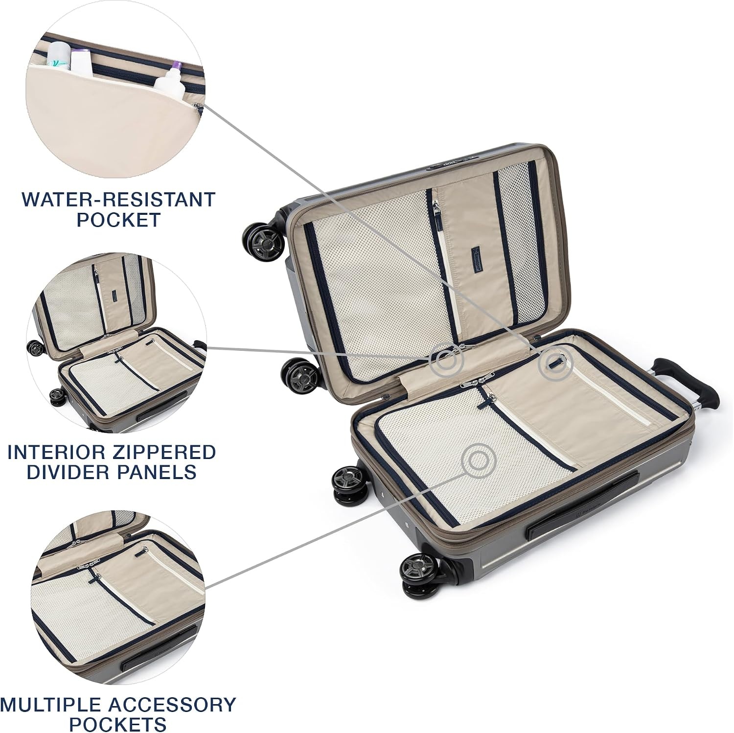 image:imageTravelpro Platinum Elite Hardside Checked Luggage Dark Sky 25Inch Expandable Polycarbonate Shell With 8 Spinner Wheels TSA Lock amp Designed for Men amp Women Men amp WomenMetallic Sand