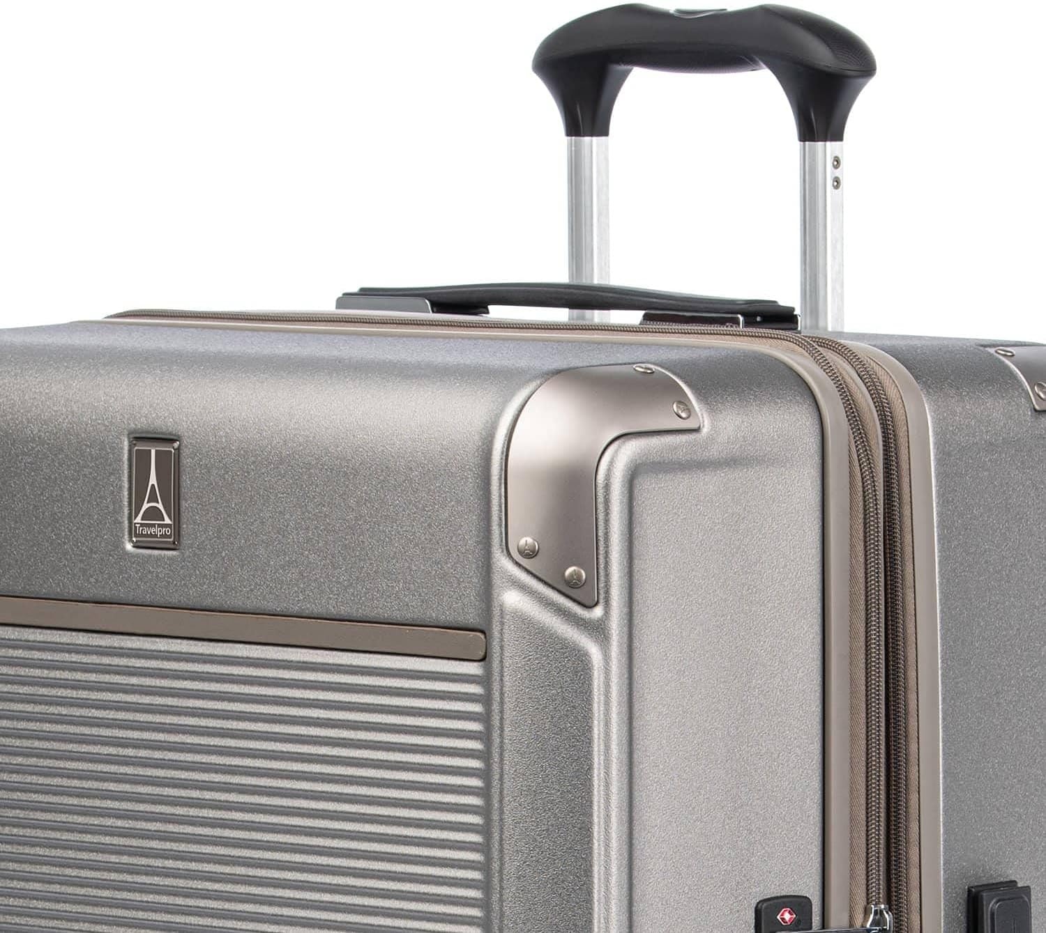 image:imageTravelpro Platinum Elite Hardside Checked Luggage Dark Sky 25Inch Expandable Polycarbonate Shell With 8 Spinner Wheels TSA Lock amp Designed for Men amp Women Men amp WomenMetallic Sand