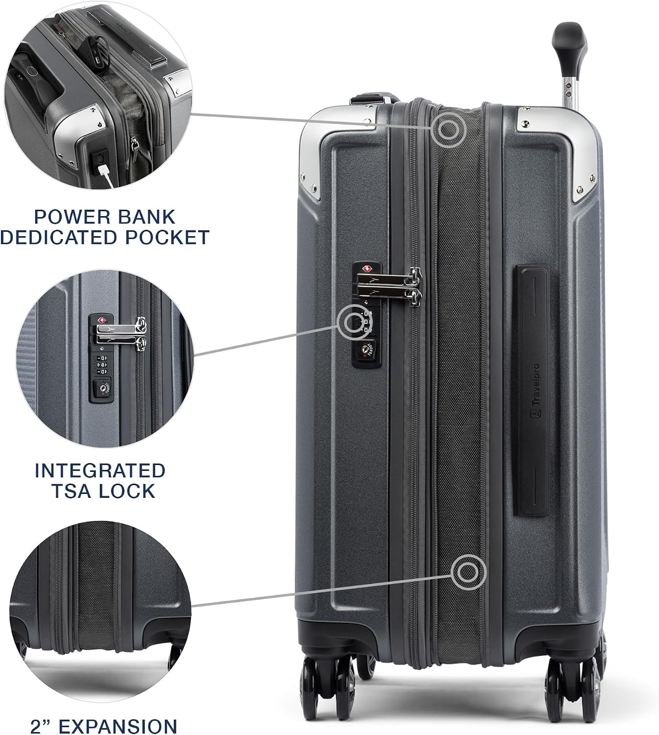 image:imageTravelpro Platinum Elite Hardside Checked Luggage Dark Sky 25Inch Expandable Polycarbonate Shell With 8 Spinner Wheels TSA Lock amp Designed for Men amp Women Men amp WomenVintage Grey