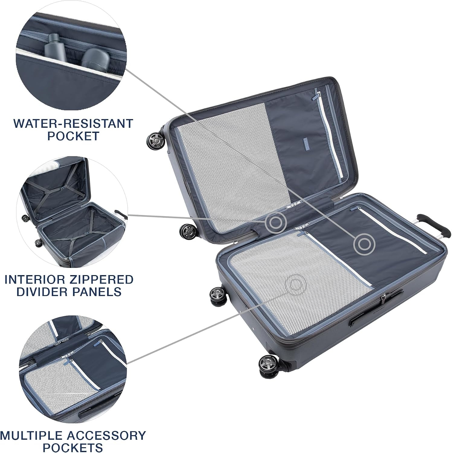 image:imageTravelpro Platinum Elite Hardside Checked Luggage Dark Sky 25Inch Expandable Polycarbonate Shell With 8 Spinner Wheels TSA Lock amp Designed for Men amp Women Men amp WomenVintage Grey