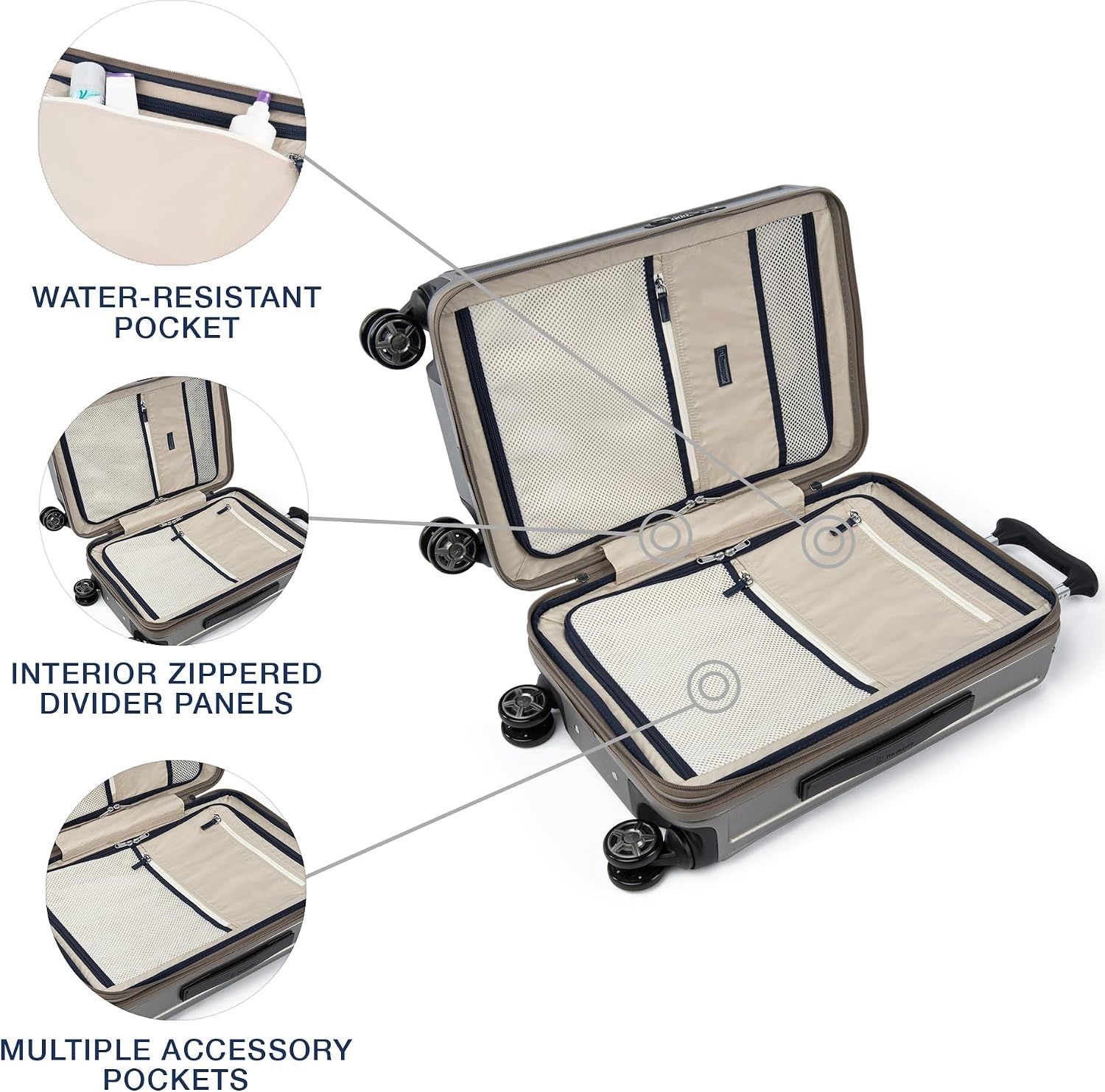 image:imageTravelpro Platinum Elite Hardside Checked Luggage Dark Sky 25Inch Expandable Polycarbonate Shell With 8 Spinner Wheels TSA Lock amp Designed for Men amp Women Men amp WomenMetallic Sand