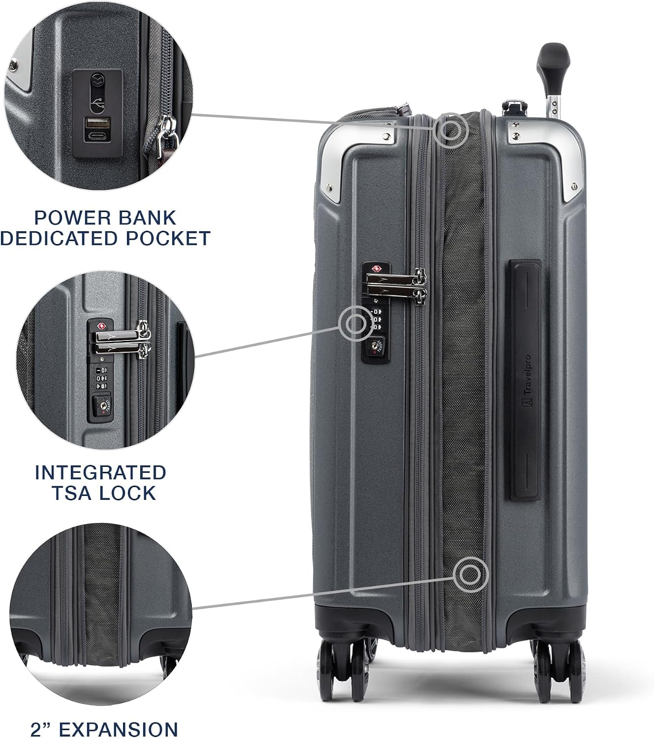 image:imageTravelpro Platinum Elite Hardside Checked Luggage Dark Sky 25Inch Expandable Polycarbonate Shell With 8 Spinner Wheels TSA Lock amp Designed for Men amp Women Men amp WomenVintage Grey