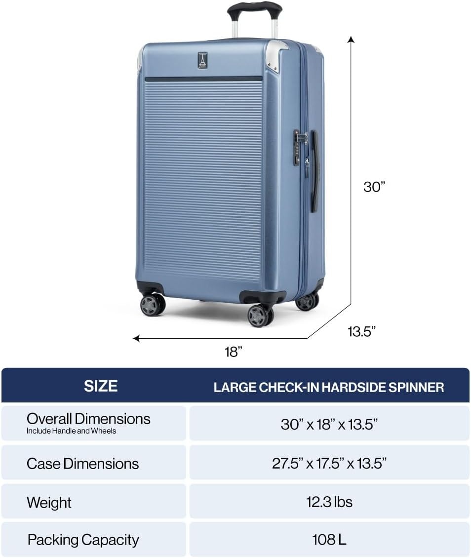 image:imageTravelpro Platinum Elite Hardside Checked Luggage Dark Sky 25Inch Expandable Polycarbonate Shell With 8 Spinner Wheels TSA Lock amp Designed for Men amp Women Men amp WomenVintage Grey