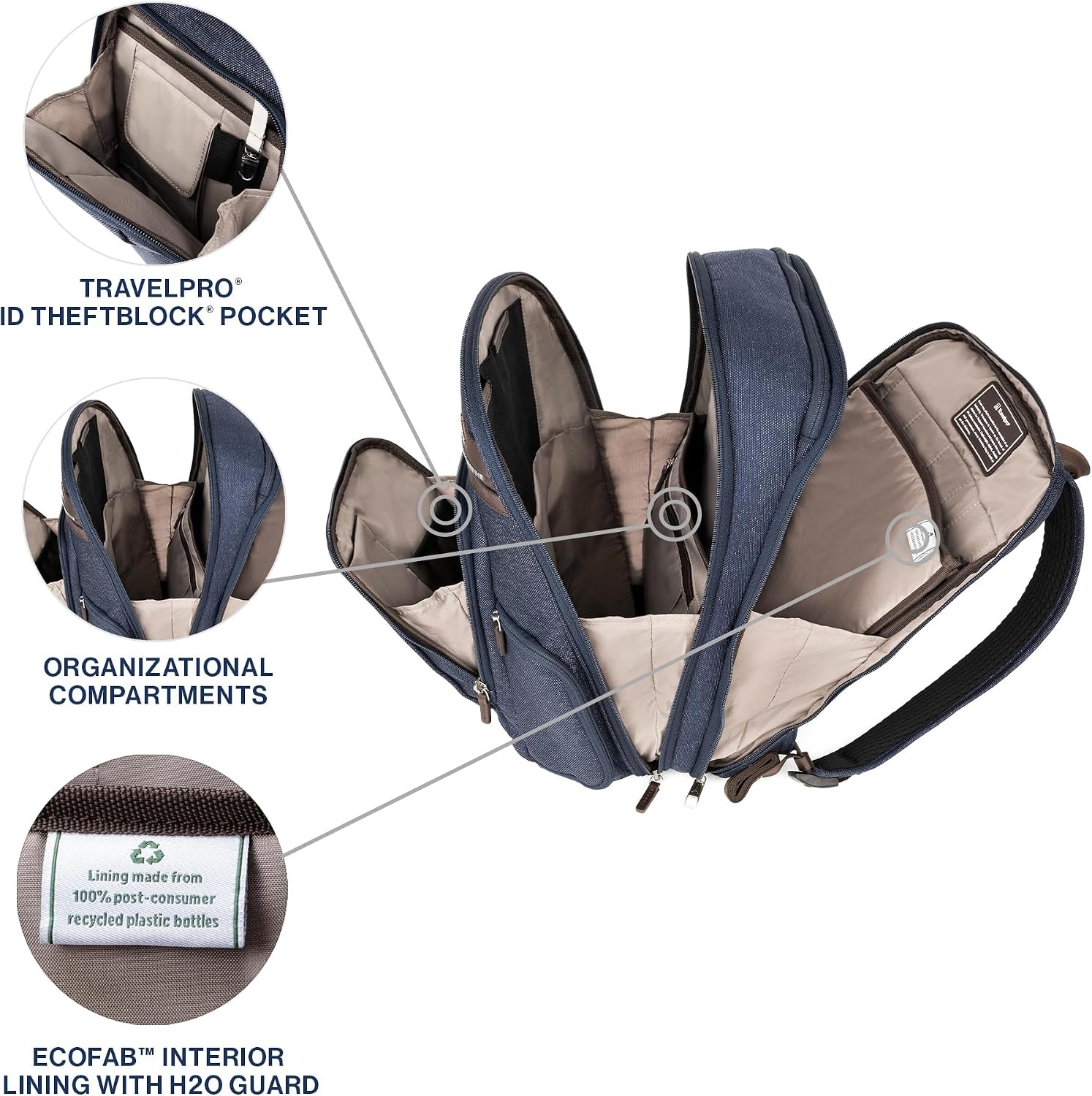 image:imageTravelpro Platinum Elite Laptop Travel Backpack Business Water Resistant Men and WomenTrue Navy Blue