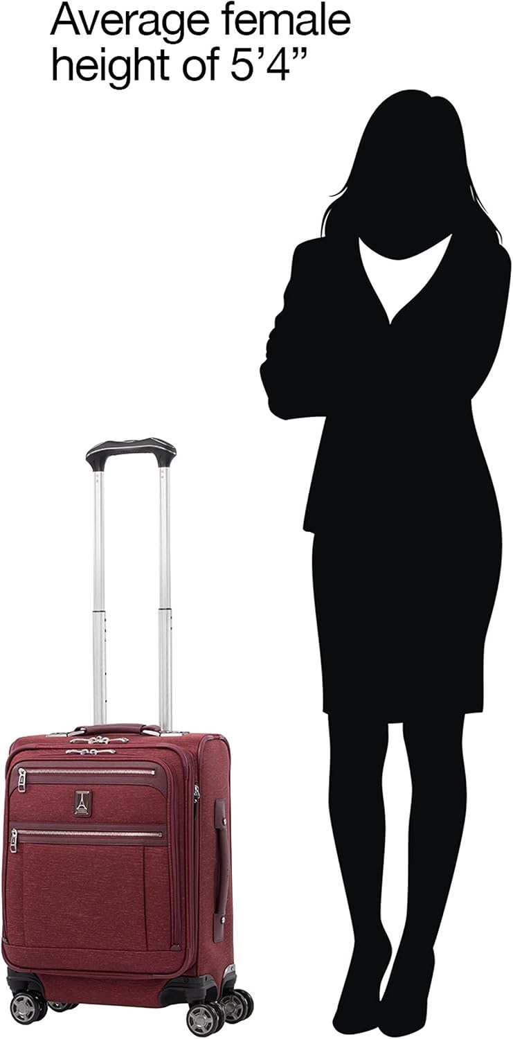 image:imageTravelpro Platinum Elite Softside Spinner Set Black 2Piece 2125 Includes CarryOn amp Medium Checked Suitcase Expandable Softside With USB Port 8 Spinner Wheels amp TSAApproved LockBordeaux Red