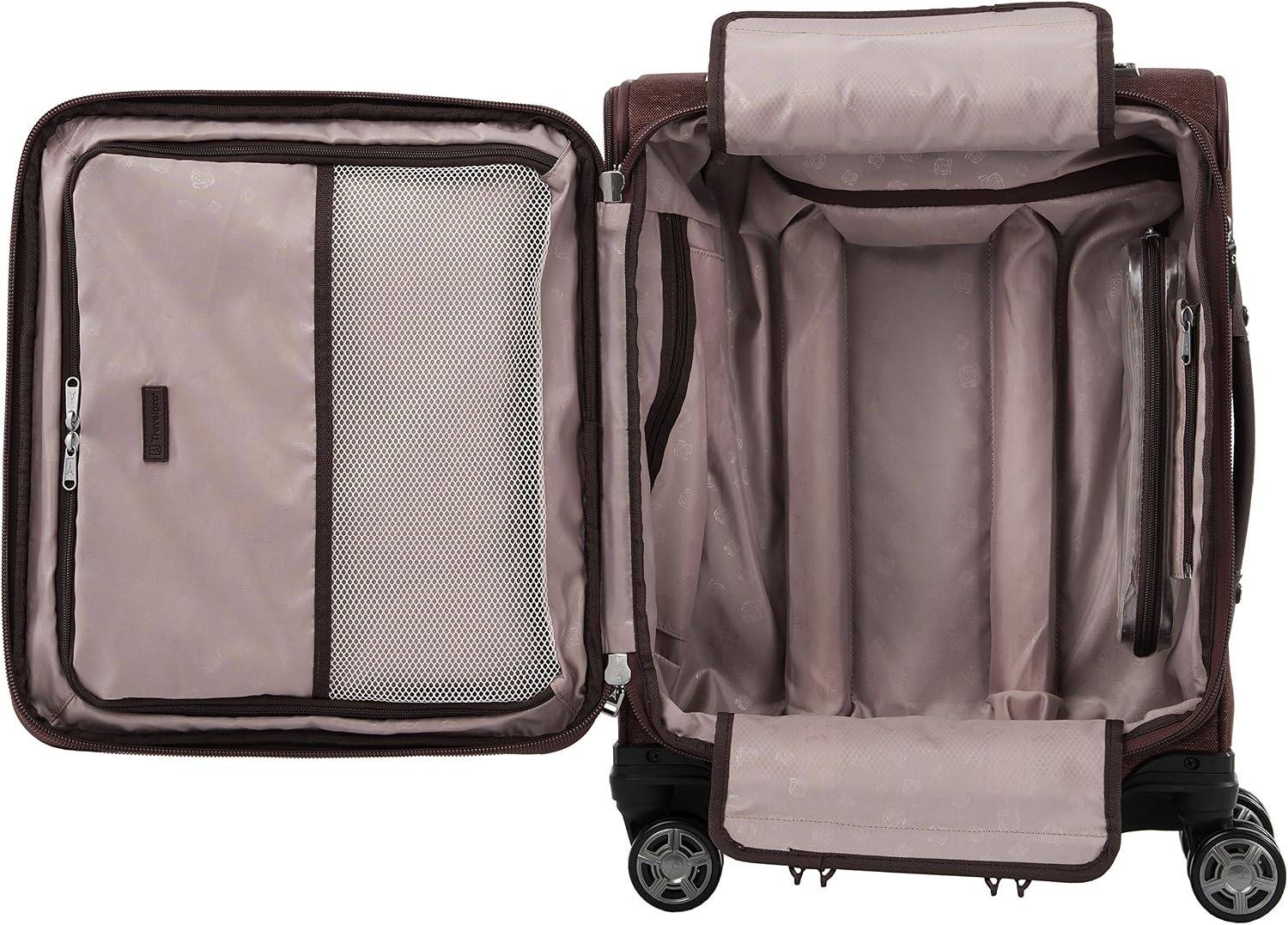 image:imageTravelpro Platinum Elite Softside Spinner Set Black 2Piece 2125 Includes CarryOn amp Medium Checked Suitcase Expandable Softside With USB Port 8 Spinner Wheels amp TSAApproved LockBordeaux Red