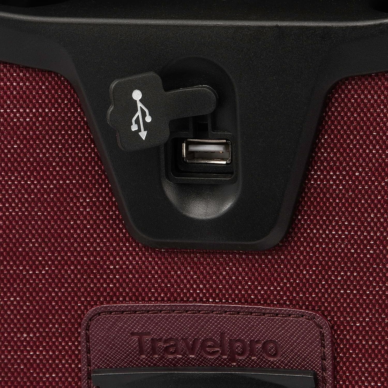 image:imageTravelpro Platinum Elite Softside Spinner Set Black 2Piece 2125 Includes CarryOn amp Medium Checked Suitcase Expandable Softside With USB Port 8 Spinner Wheels amp TSAApproved LockBordeaux Red