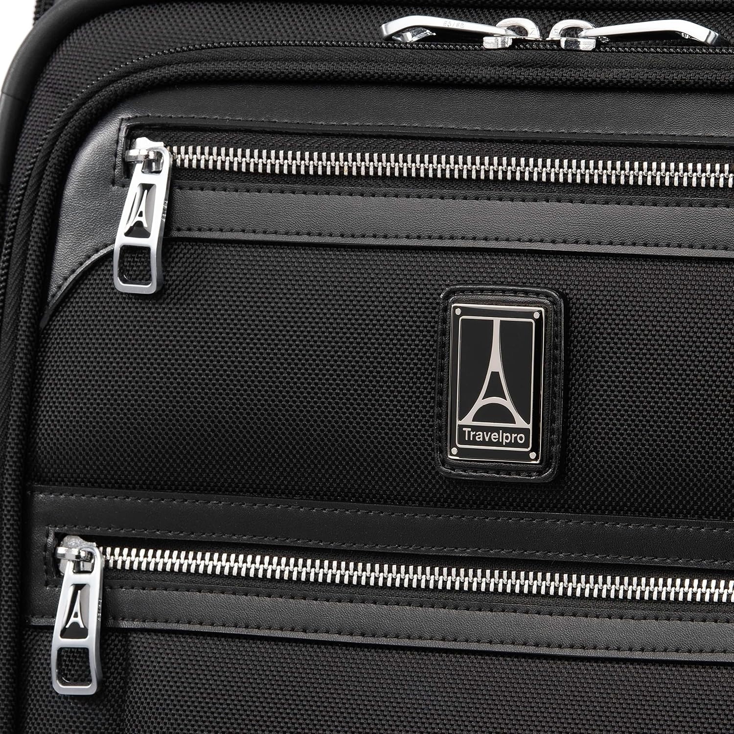 image:imageTravelpro Platinum Elite Softside Spinner Set Black 2Piece 2125 Includes CarryOn amp Medium Checked Suitcase Expandable Softside With USB Port 8 Spinner Wheels amp TSAApproved LockShadow Black