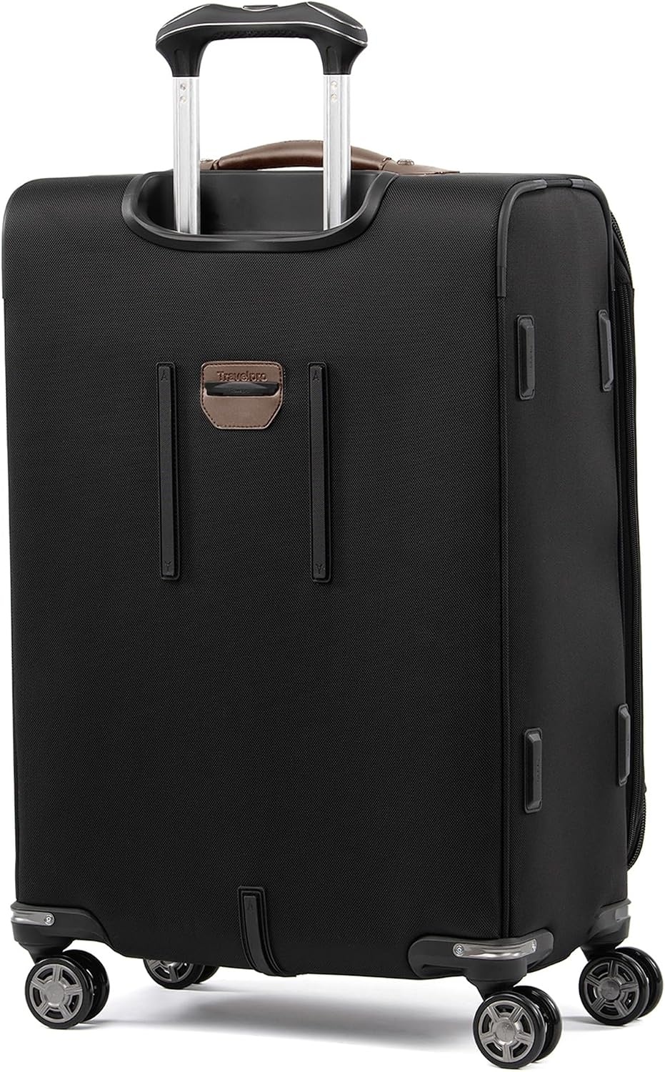 image:imageTravelpro Platinum Elite Softside Spinner Set Black 2Piece 2125 Includes CarryOn amp Medium Checked Suitcase Expandable Softside With USB Port 8 Spinner Wheels amp TSAApproved LockHeritage Black