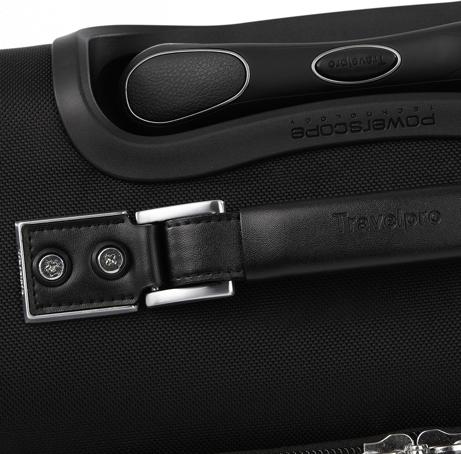 image:imageTravelpro Platinum Elite Softside Spinner Set Black 2Piece 2125 Includes CarryOn amp Medium Checked Suitcase Expandable Softside With USB Port 8 Spinner Wheels amp TSAApproved LockShadow Black